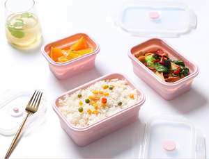 Lonchera Rectangular Portátil Plegable de Silicona para Calentar Alimentos con Tenedor y Cuchara - Product Image 4