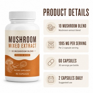 Soutien Immunitaire et Énergétique pour Adultes – 60 Capsules – Extrait Biologique Mixte de Champignons Crinière de Lion, Cordyceps et Reishi – Sans Gluten, Végétalien - Product Image 2