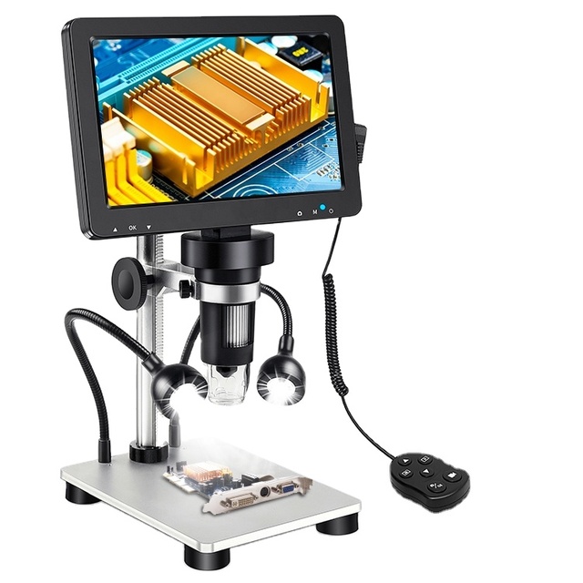 LED Digital Stereo Microscope 7" LCD HD 1200X 1920x1080 China OEM Customized Engraving Electron Microscope Industrial Inspection