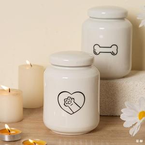 Urna de Cremação de Cerâmica Moderna Personalizada e Feita à Mão para Cinzas de Cães/Gatos com Base de MDF de Bambu - Product Image 6