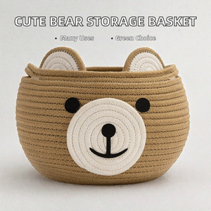 Handmade Cotton <b>Rope</b> Eco-Friendly Multifunction Storage <b>Basket</b> Rattan Storage <b>Basket</b> Perforated Lid for Living Room Decoration - Product Image 2