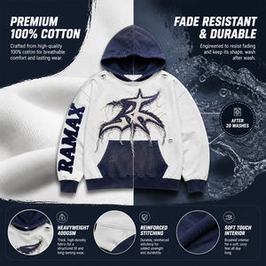 Sweat-shirt à capuche oversize pour homme RAMAX, 100% coton molletonné, streetwear, avec logo sur le devant et poche kangourou - Product Image 4