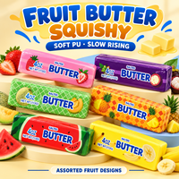 Jouet Squishy en forme de barre de beurre de fruits, en PU souple, à remontée lente, anti-stress, motifs assortis, boîte de présentation en gros