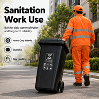 Poubelle à roulettes robuste de 240 L, bac à déchets en plastique, conteneur à ordures pour travaux d'assainissement, nettoyage des rues, collecte extérieure