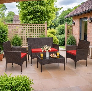 Ensemble de chaises de patio en osier Homall, 4 pièces, meubles de jardin d'extérieur et d'intérieur, ensemble table et chaises d'extérieur, vente directe - Product Image 1