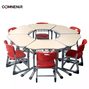 Ensemble bureau et chaise de classe simple moderne bureau d'école en métal avec placage pour étudiants pour les meubles de salle d'étude - Product Image 4