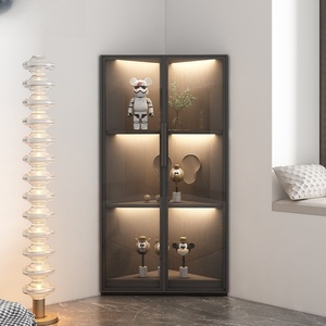 Librerie Angolari Portatili con Ante <span class=keywords><strong>in</strong></span> <span class=keywords><strong>Vetro</strong></span>, <span class=keywords><strong>Mensole</strong></span> Triangolari <span class=keywords><strong>per</strong></span> Camere da Letto e Soggiorni, Eleganti Mobili Angolari <span class=keywords><strong>per</strong></span> Uso Domestico - Product Image 2