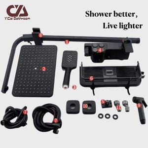 Soffione da bagno in ottone di alta qualità con Display a Led digitale intelligente per vasca da bagno rubinetto nero a quattro funzioni <span class=keywords><strong>doccia</strong></span> - Product Image 5