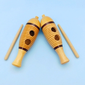 Wholesale Solid Wood Fish Shaped Guiro Scraper With Wood Beater Orff Percussion Instrument Kids Sound Effect <b>Musical</b> Toy - Product Image 5