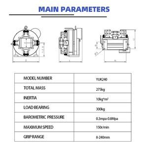 16 Years Experience High Quality 240mm High Accuracy 4 Jaw Pneumatic Rotary Automatic Front Main Chuck for <strong>Laser</strong> Cutting - Product Image 2