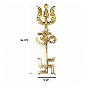 Juego de 2 Trishools Decorativos de Latón Tri Shakti con Detalles Metálicos de Om y Swastik para el Hogar, Templo, Oficina, Recepción o Exhibición - Product Image 2