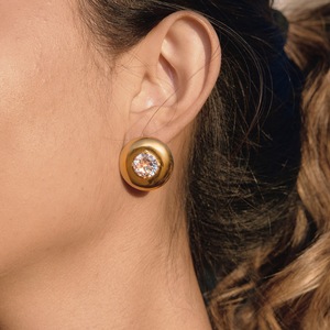 <b>Stud</b> Earrings Ball Shape Round Zircon Claw Setting <b>Titanium</b> Steel Everyday Wear - Product Image 3