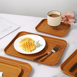 Plateau rectangulaire en bois grainé pour servir des desserts, des fruits, du thé et du café dans les restaurants et les hôtels - Product Image 3