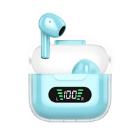 Casque sans fil D2 sur oreille TWS V5.2 avec faible latence de 30 ms, longue durée de vie, design capsule spatiale translucide et indicateur de batterie LED