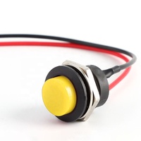 Interrupteur à bouton-poussoir rond momentané R13-507 16 mm, réinitialisation OFF-(ON), klaxon, SPST 3A AC250V/6A AC125V, 2 broches 1NO avec fil pré-soudé