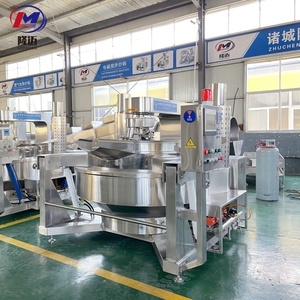 Mesin pengaduk makanan listrik uap Gas otomatis, Ketel masak dengan pengaduk Agitator Pot ganda dimiringkan - Product Image 2