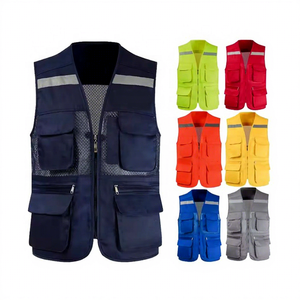 Chaleco <span class=keywords><strong>reflectante</strong></span> de alta visibilidad de malla personalizado para hombre, ropa de trabajo, ropa de construcción, chaleco <span class=keywords><strong>reflectante</strong></span> de trabajo de seguridad con bolsillos y logotipo - Product Image 1