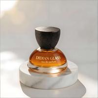 Flacon de parfum personnalisé avec logo imprimé, estampage à chaud doré, col cranté de luxe, pulvérisateur coloré personnalisé avec bouchon en bois