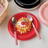 Assiette Ronde en Céramique à Bord Épais, Assiette Créative pour Steak, Vaisselle Nordique, Assiette en Céramique pour Plat Principal, Ustensiles de Cuisine