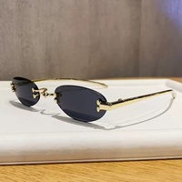 Lunettes de soleil ovales en métal sans monture, nouvelle collection 2026, style tendance européen et américain, même style que les influenceurs Instagram.