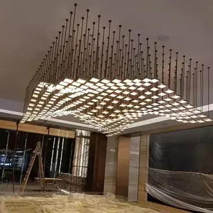 Proyecto de luz de techo moderna, sala de banquetes, programación LED, candelabro decorativo dinámico, Vestíbulo de Hotel nórdico personalizado, acrílico 80 500