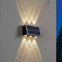 Lampe murale extérieure solaire SMD2835 à faible consommation d'énergie pour portes, cours, villas, jardins, indice de protection IP65, contrôle de la lumière