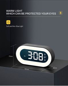 <b>LED</b> Smart Table Alarm <b>Clock</b> Rechargeable Night Light Electronic Movement Snooze Music Functions Touch Control Home Outdoor - Product Image 6