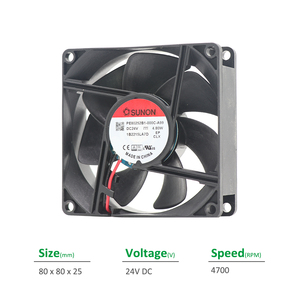 SUNON PE80252B1-000C-A99 Ball Bearing Electric 24VDC 8025 80x80x25mm 60 CFM 2 Wire Leads <b>Plastic</b> ODM Compact Axial DC Cooling - Product Image 2