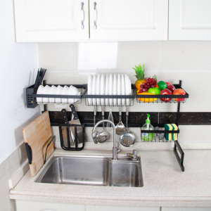 <span class=keywords><strong>Estante</strong></span> de cocina multifuncional de acero inoxidable, <span class=keywords><strong>estante</strong></span> de secado de <span class=keywords><strong>platos</strong></span>, escurridor, organizador de fregadero, gancho de Metal plegable para armarios - Product Image 3