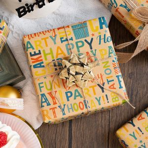 Kraft Birthday Wrapping <b>Paper</b> Colorful Happy Birthday Pattern 1 <b>Roll</b> Party Baby Shower Gift <b>Wrap</b> - Product Image 6