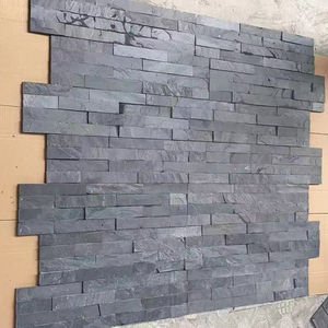 Moderner Stil Natürliche Schwarze Außenwandverkleidung Rustikale Schieferplatte Gespaltene Oberfläche Säurebeständige Kulturverblendung - Product Image 1