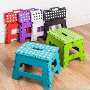 Modern Foldable <b>Plastic</b> <b>Stool</b> with Polka Dot Design in Green Blue Orange for Home Use As <b>Stool</b> and Ottoman - Product Image 3