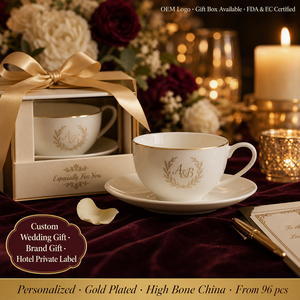 Taza y Platillo de Porcelana China con Baño de Oro Personalizado, Impresión de Logotipo OEM, Regalo Promocional Personalizado, MOQ Bajo 96 - Product Image 6
