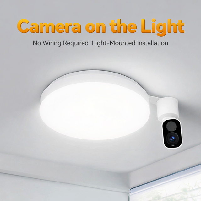 YIMMET 2-in-1 WiFi Security Camera 2K CMOS Decorative Ceiling Light IP66 Waterproof 5200mAh Battery Night Vision Wide Angle