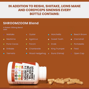 Biocheamushroom mantar kapsülleri-organik aslan yelesi | Türkiye kuyruğu | Chaga | Cordyceps | <span class=keywords><strong>Reishi</strong></span> - 12-in-1 karmaşık takviyeler - Product Image 6