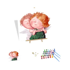 Картина по номерам с изображением маленького ангела, оптовая продажа, легкая Рисование по номерам, холщовая рамка для детей