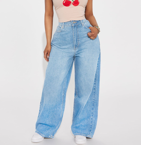 Vendita Diretta dalla Fabbrica Jeans da <span class=keywords><strong>Donna</strong></span> Personalizzati a Gamba Dritta e Vita Alta, Vestibilità Comoda, Stile Classico Baggy - Product Image 5