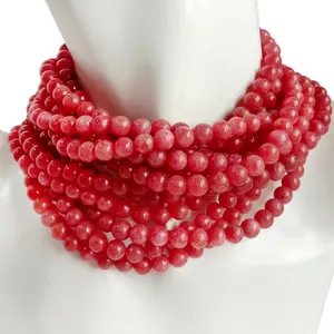 Rose Pink Rhodonite Beads Grade Genuine Natural Gemstone Round Loose Beads for Jewelry Making Fashion Design