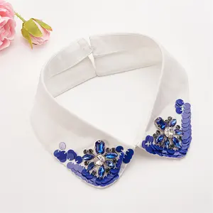 New Arrivals Velvet Fabric Hand-Stitched Beaded And Rhinestone Fake Collar