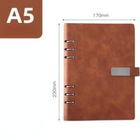 Carnet créatif A5 en cuir, portable, minimaliste, à feuilles mobiles, avec boucle de fixation, logo personnalisé, agenda de bureau professionnel