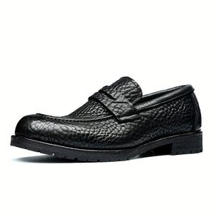 Chaussures Derby anglaises rehaussantes en cuir véritable verni brillant, motif gravé, robustes, légères, imperméables pour l'automne - Product Image 5