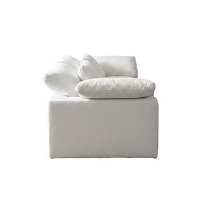 Divano Moderno in Velluto Bianco Crema, Monoposto, con Spugna ad Alta Densità, Personalizzabile, Compresso Sottovuoto per Arredamento Soggiorno - Product Image 3