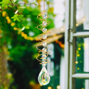 Boule de <span class=keywords><strong>regard</strong></span> 3D durable spirale d'échappement rotation stabilisateur coeur cristal attrape-soleil pendentif arc-en-ciel jardin ornement fait durable - Product Image 4