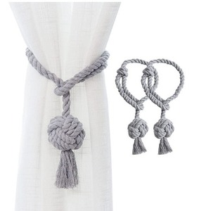Nordic Style Cotton Rope Curtain <b>Tiebacks</b> Spherical Tassel Decor Minimalist Design For Curtains And Window Coverings - Product Image 1