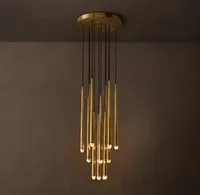 Lustre en verre à LED à 3 niveaux en laiton moderne et luxueux pour la maison, le salon, la salle à manger, la cuisine