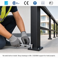 Kit de poteaux de garde-corps en aluminium pré-assemblé pour balcon d'hôtel, garde-corps de piscine, résistant à la corrosion, revêtement en poudre, OEM