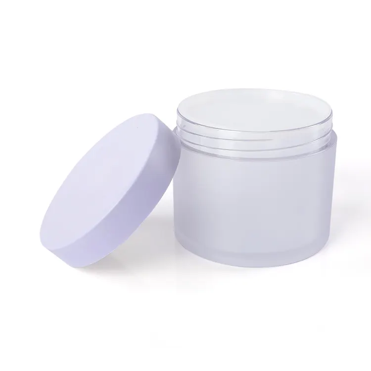 Crème nettoyante pour le beurre, pot de luxe transparent et dépoli avec couvercle violet en ABS, 1 pièce