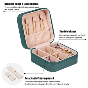 Portable Mini Gold Rectangle Leather Jewelry <b>Storage</b> Organizer for Women Multi-functional <b>Folding</b> Case Store Earrings Necklace - Product Image 2
