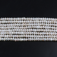 Perles de blé d'eau douce naturelles blanches en vrac de qualité B-AAA de 5-6 mm, en forme de bouton, en fils, pour la vente en gros