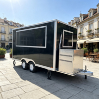 Remorque de camion de restauration mobile durable avec éclairage LED lumineux, cadre en acier inoxydable, taille personnalisable pour la vente de restauration rapide et les marchés nocturnes